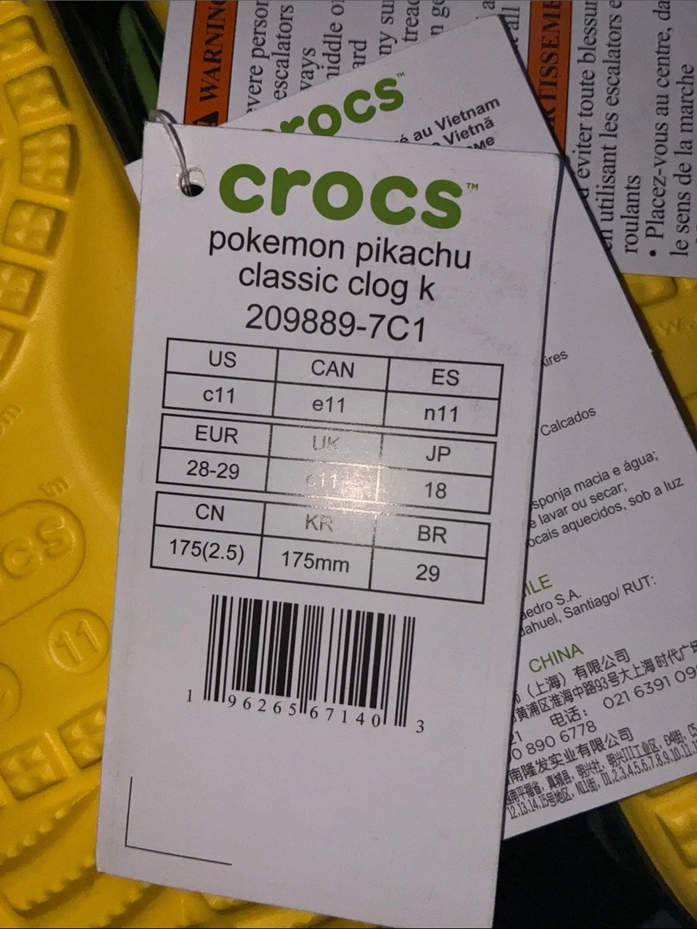 CROCS Kids Pikachu Clogs - Black and Yellow
